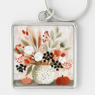 Fall Posy and Rust Speckled Pot Key Ring