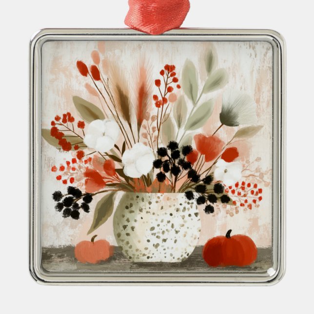 Fall Posy and Rust Speckled Pot Metal Tree Decoration (Front)