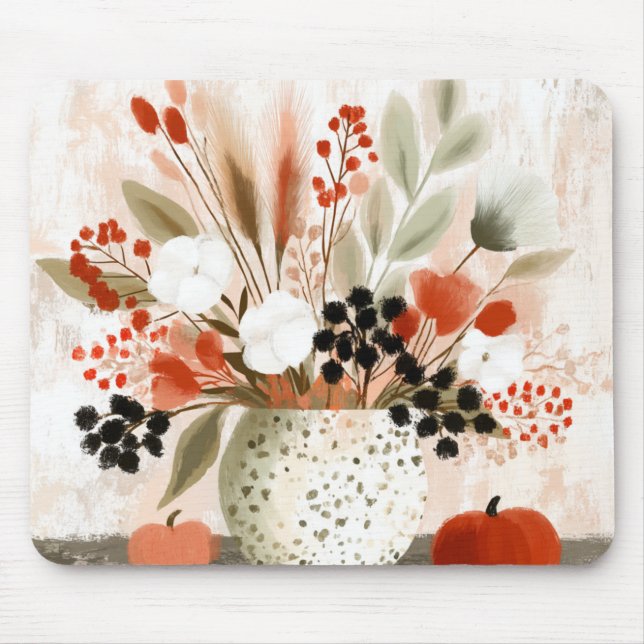 Fall Posy and Rust Speckled Pot Mouse Pad (Front)