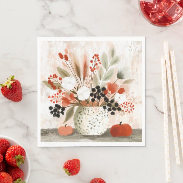 Fall Posy and Rust Speckled Pot  Napkin (Insitu)