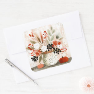 Fall Posy and Rust Speckled Pot Square Sticker