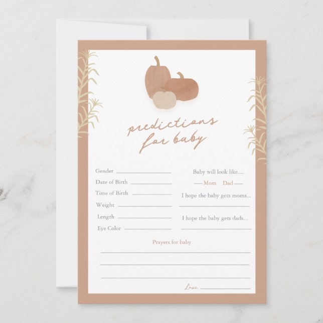 Fall Predictions for Baby Shower Game (Front)