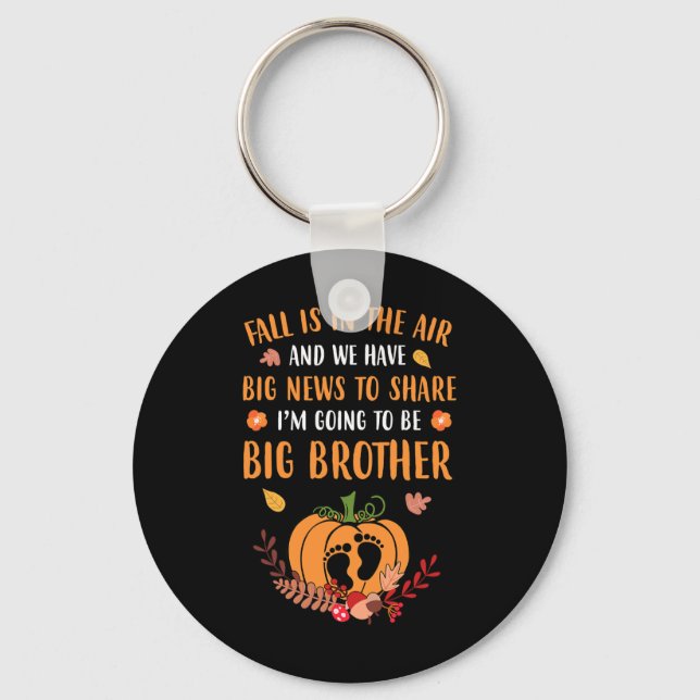 Fall Pregnancy Announcement To Be Brother Autumn B Key Ring (Front)