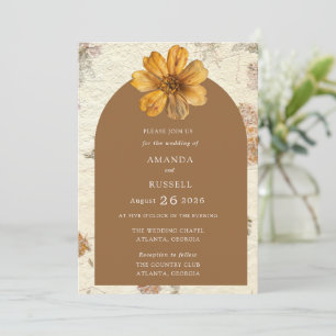 Fall Pressed Flower Wedding  Invitation