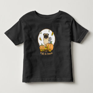 Fall Pug Dog (fawn) Pumpkins Leaves Cute Toddler T-Shirt