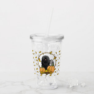 Fall Puli Dog (black) Pumpkins Leaves Cute Funny Acrylic Tumbler