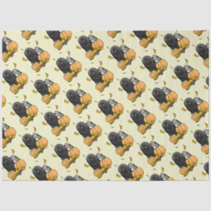 Fall Puli Dog (black) Pumpkins Leaves Cute Funny Tissue Paper