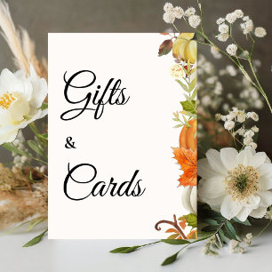 Fall Pumkin Autumn Bridal Shower Gifts & Cards Pedestal Sign