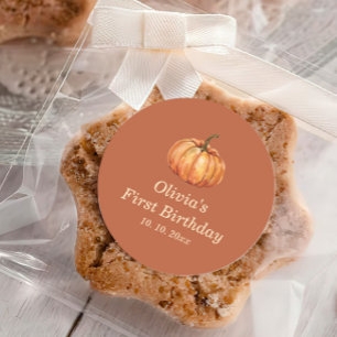 Fall Pumkin Birthday Favour Classic Round Sticker