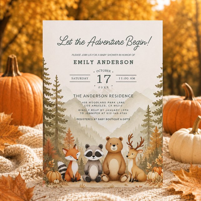 Fall Pumpkin Adventure Begins Baby Shower Invitation (Creator Uploaded)