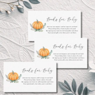 Fall Pumpkin and Greenery Books for Baby Shower  Enclosure Card