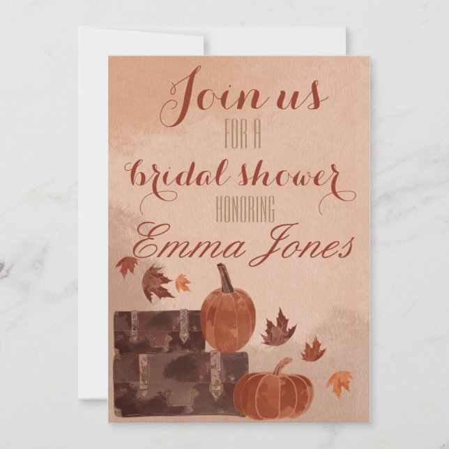 Fall Pumpkin and Leaves  Invitation (Front)
