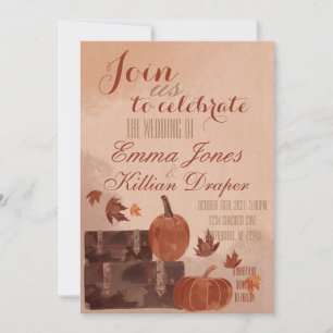 Fall Pumpkin and Leaves Invitation
