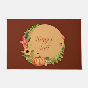 Fall pumpkin and nature with customisable text  doormat