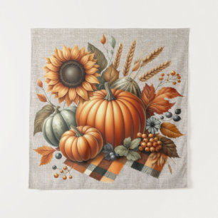 Fall Pumpkin Artwork Tapestry