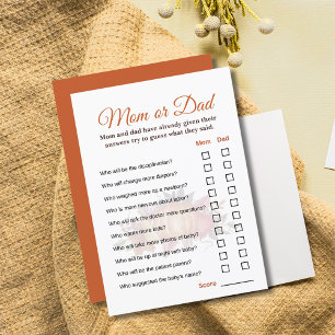 Fall Pumpkin Autumn BabyShower Guess Who Game Card