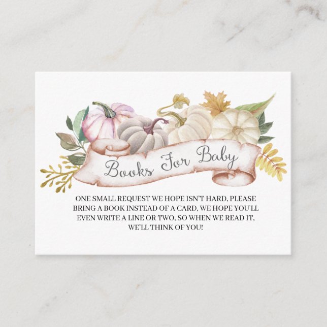 Fall Pumpkin Autumn Books for Baby Enclosure Card (Front)