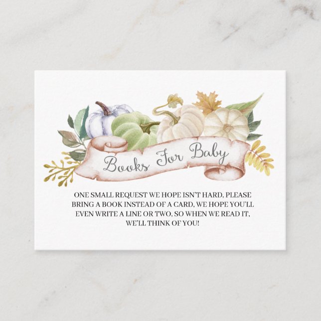 Fall Pumpkin Autumn Books for Baby Enclosure Card (Front)