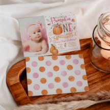 Fall Pumpkin Autumn First Birthday Invitation