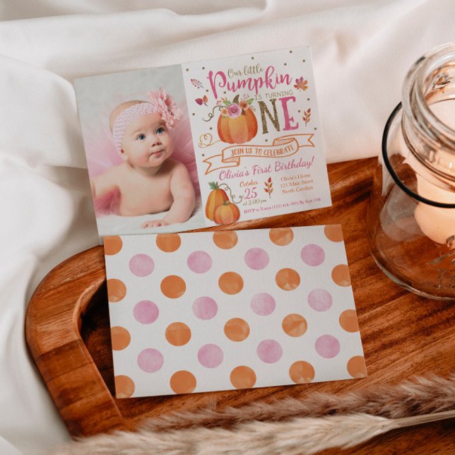 Fall Pumpkin Autumn First Birthday Invitation (Creator Uploaded)