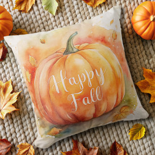 fall pumpkin autumn orange watercolor  cushion