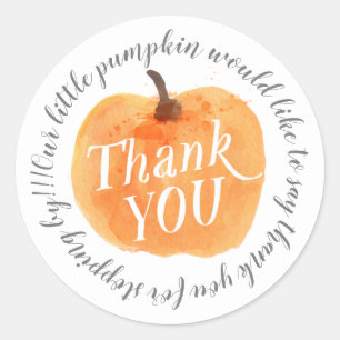 Fall Pumpkin Autumn Thank You White Classic Round Sticker