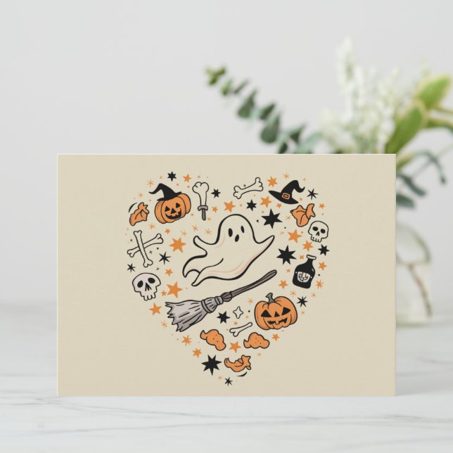 Fall Pumpkin Autumn Thanksgiving Halloween Invitation (Standing Front)