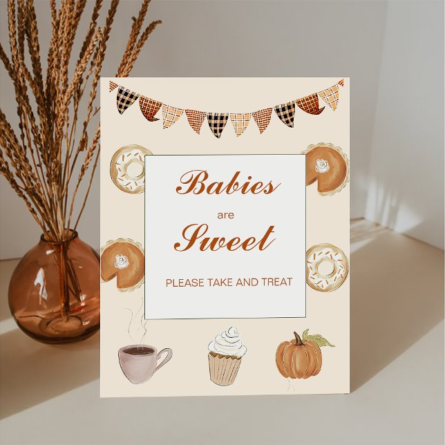Fall Pumpkin Babies Are Sweet Baby Shower Pedestal Sign (Creator Uploaded)