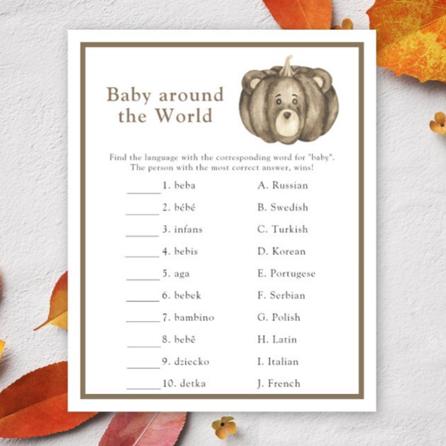 Fall pumpkin. Baby around the world game (Creator Uploaded)