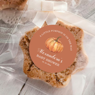 Fall Pumpkin Baby Boy Shower Favour Classic Round Sticker