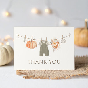 Fall Pumpkin Baby Clothes Baby Shower Thank You Card