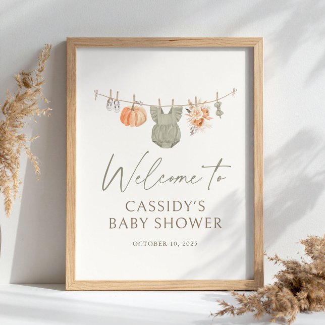 Fall Pumpkin Baby Clothes Baby Shower Welcome Sign (Creator Uploaded)