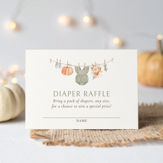 Fall Pumpkin Baby Clothes Diaper Raffle Ticket Enclosure Card (Creator Uploaded)
