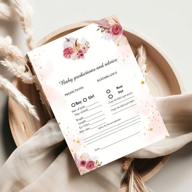 Fall Pumpkin baby prediction Baby Shower game Card (Creator Uploaded)