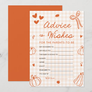 Fall Pumpkin Baby Shower Advice and Wishes Game Invitation