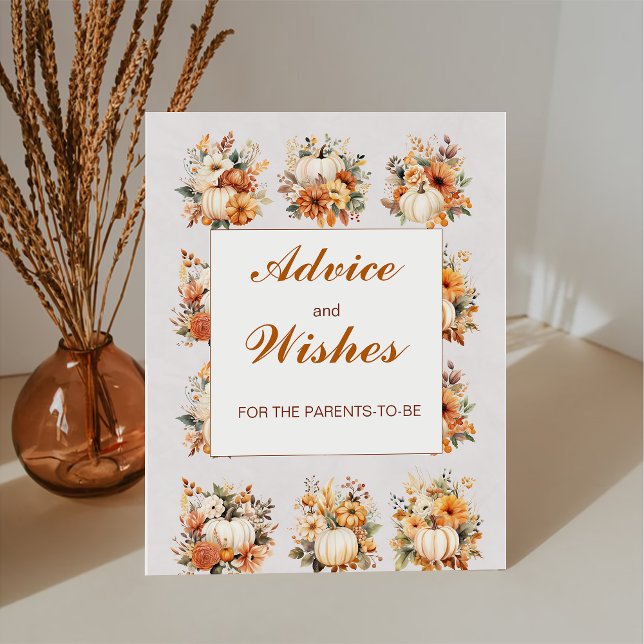 Fall Pumpkin Baby Shower Advice and Wishes  Pedestal Sign (Creator Uploaded)