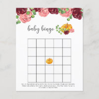 Fall pumpkin baby shower bingo game