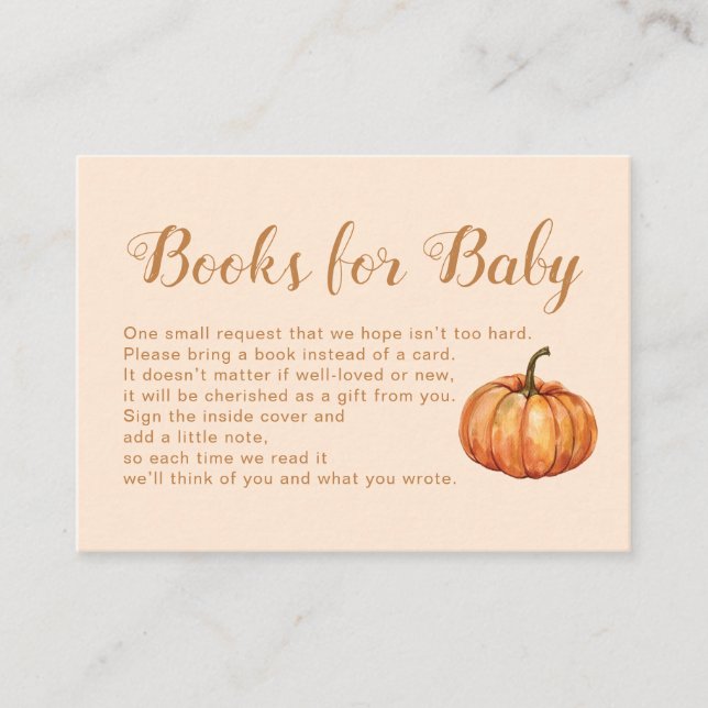 Fall Pumpkin Baby Shower Book Request Enclosure Card (Front)
