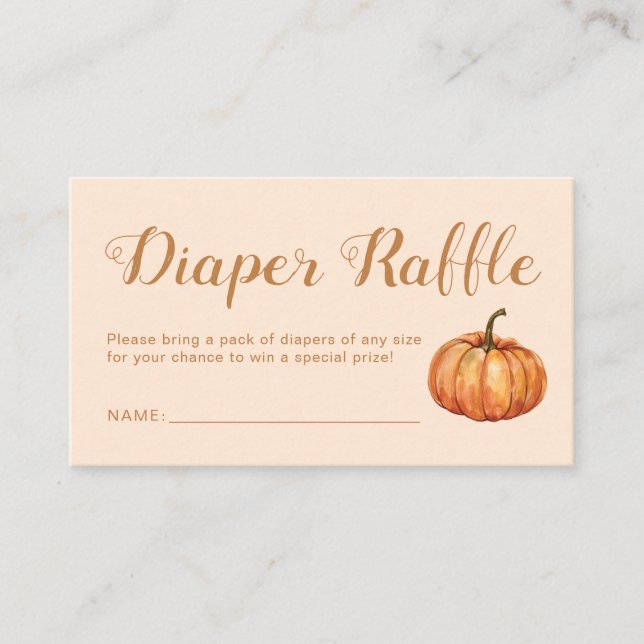 Fall Pumpkin Baby Shower Diaper Raffle Enclosure Card (Front)
