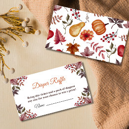 Fall Pumpkin Baby Shower Diaper Raffle  Enclosure Card