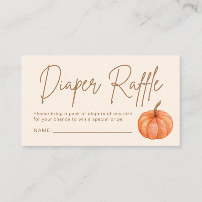 Fall Pumpkin Baby Shower Diaper Raffle Enclosure Card (Front)