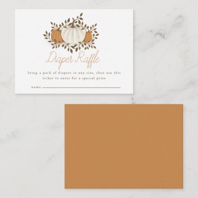 Fall Pumpkin Baby Shower Diaper Raffle Insert Card (Front/Back)