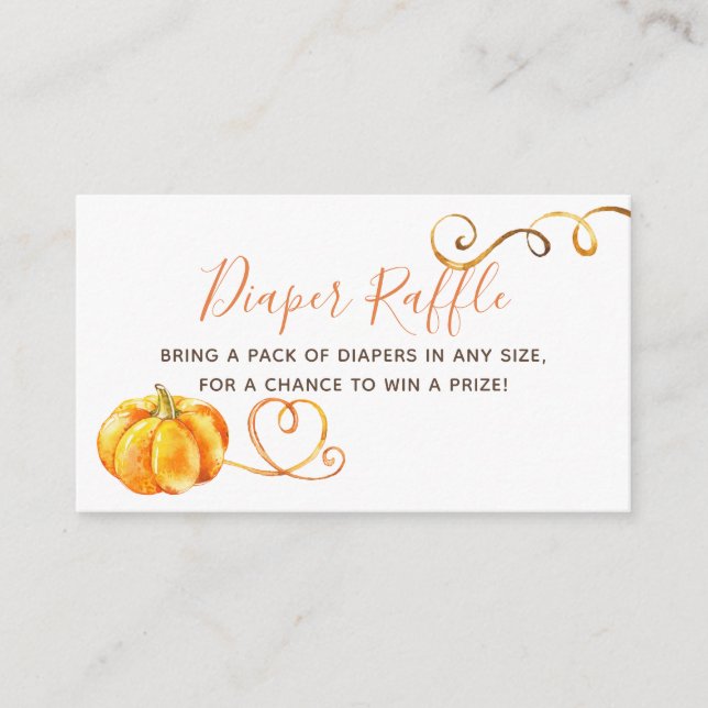 Fall Pumpkin Baby Shower Diaper Raffle Ticket Enclosure Card (Front)