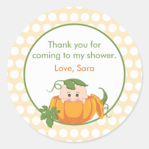 Fall Pumpkin Baby Shower Favour Sticker