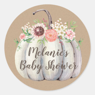 Fall Pumpkin Baby Shower Favour Stickers