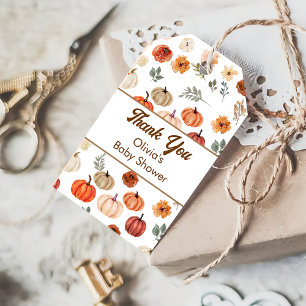 Fall Pumpkin Baby Shower Favour Thank You Gift Tags