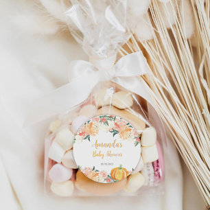 Fall Pumpkin Baby Shower Gift Favour Round Labels