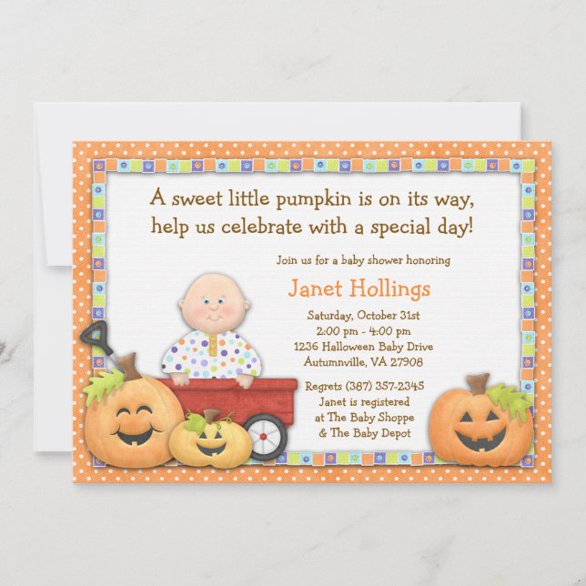 Fall Pumpkin Baby Shower Invitation (Front)