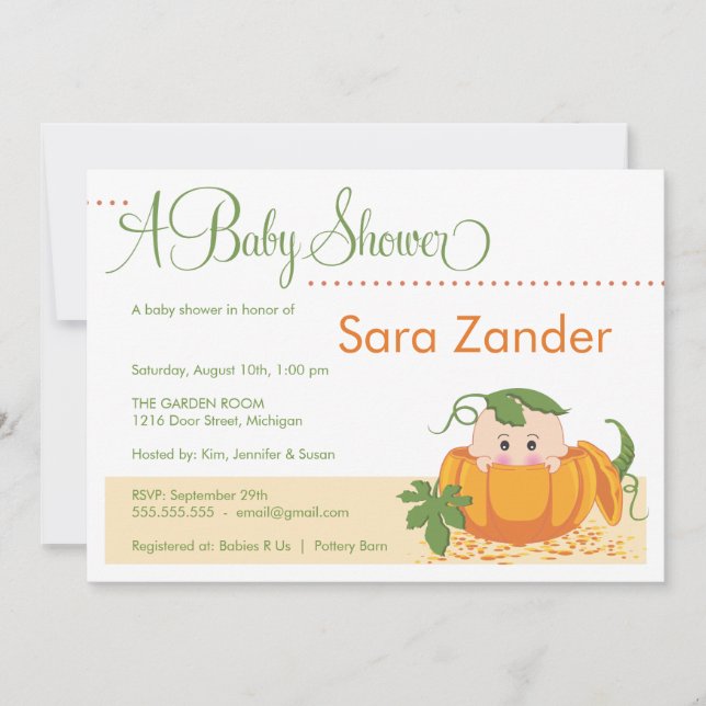 Fall Pumpkin Baby Shower Invitation (Front)