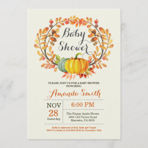 Fall Pumpkin Baby Shower Invitation Card
